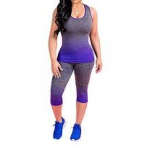 JUNBOON Sleeveless Printed Racerback Tank 2 pc set